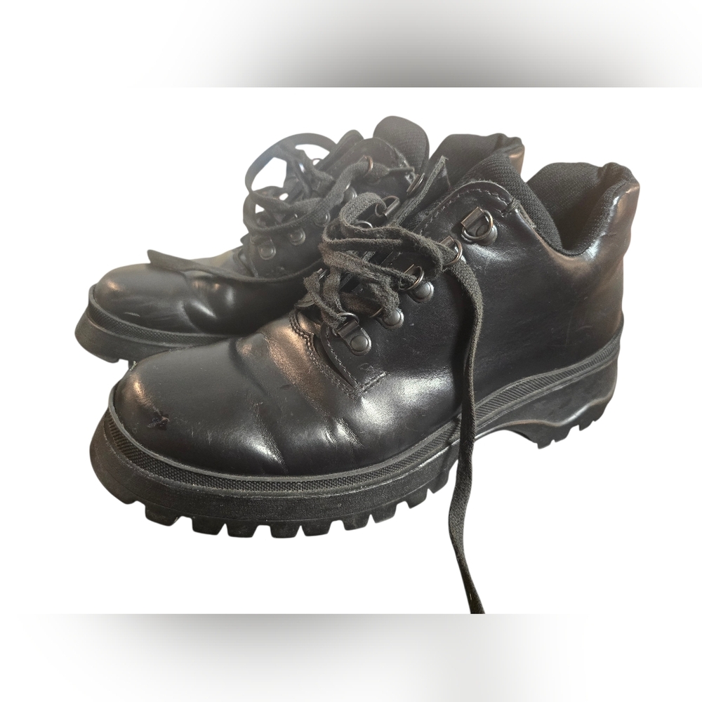 Vintage Prada Leather Lug Sole Combat Boots Size 39 Made in Italy - Picture 14 of 16
